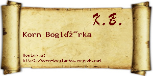 Korn Boglárka névjegykártya